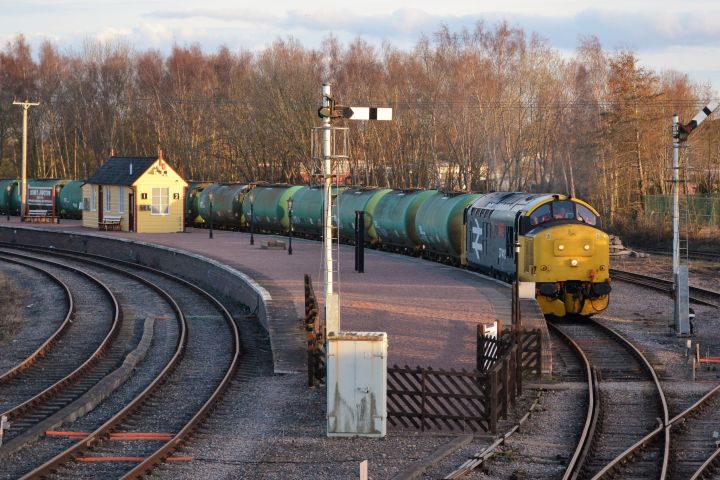 a train on a railroad track