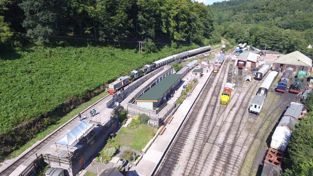 Norchard_Station_Looking_Northwards a train is parked on the side of a road