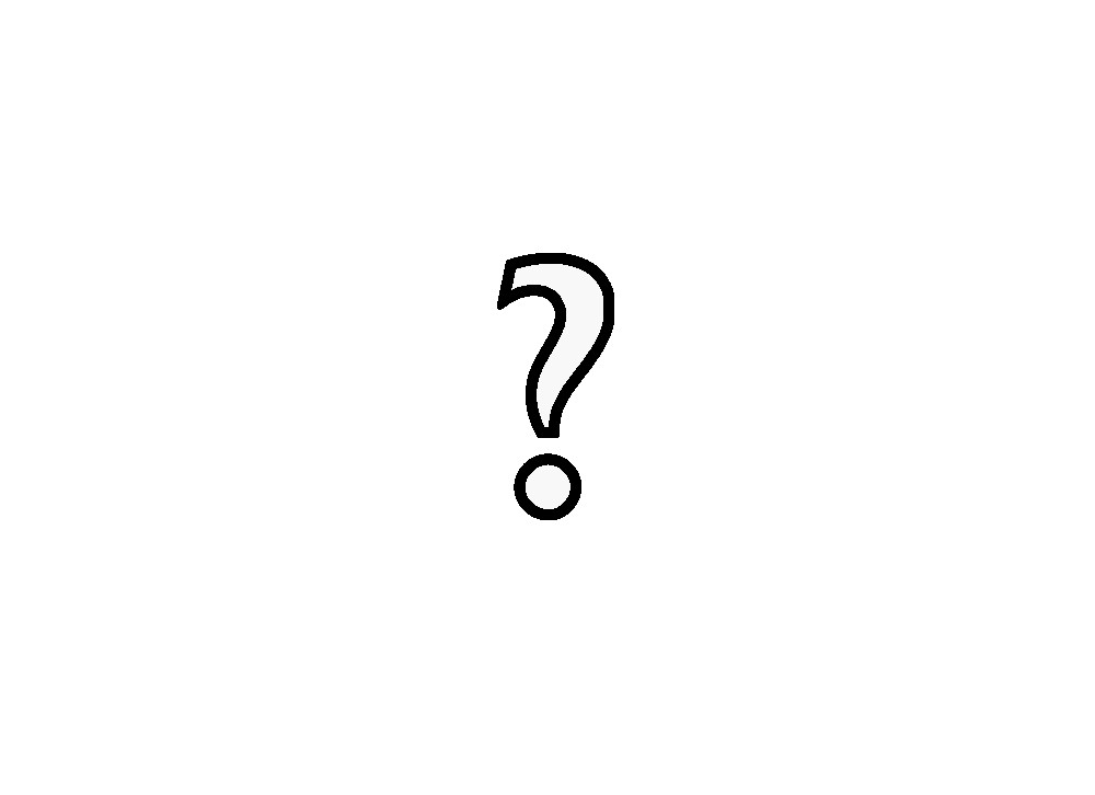 Black question mark centered on a white background.